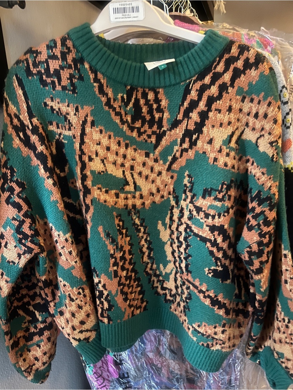 Farm Rio sweater crocodile Patterned Women's Sweater green